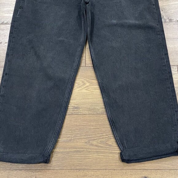 Triarchy Jeans Womens 31 Baggy Straight Ankle Crop Black Charcoal Wash Denim NWT - Picture 3 of 15